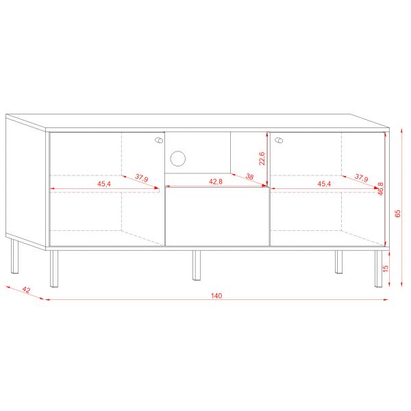 Szafka RTV TIVOLI! czarny/dąb wotan 140x42x65 cm