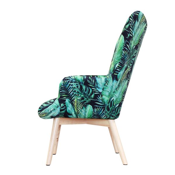 Fotel MOSS BOTANIC welurowy z motywem liści 70x95cm