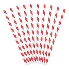 Słomki REDWHITE papierowe czerwone 10 szt. 19,5 cm