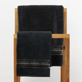 Ręcznik DUKE z paskami lureksowymi czarny 70x130cm