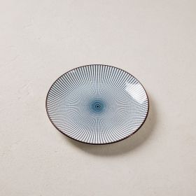 Talerz NAVIA deserowy granatowy z brązową obwódką 19 cm