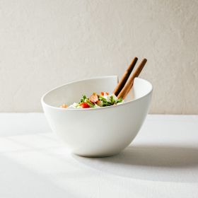Misa MOOKA do sałat ceramiczna z przyborami biała 24 cm
