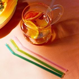 Zestaw słomek RIJO kolorowych szklanych z czyścikiem 4 szt.