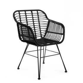 Krzesło JARDIN plecione czarne 57x62x81 cm