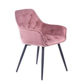 Krzesło CHERRY welurowe różowe 57x63x84 cm