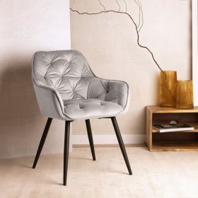 Krzesło CHERRY welurowe szare 57x63x84 cm