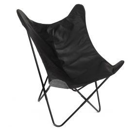 Fotel BUTTERFLY z metalową ramą - czarna eco skora 70x80x102 cm
