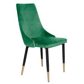 Krzesło LOGAN welurowe zielone 44x44x92 cm