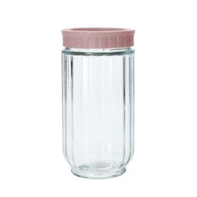 Pojemnik TENZO szklany z różową nakrętką 0,9 l