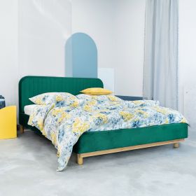 Łóżko KARALIUS welurowe zielone 140x200 cm