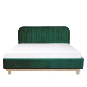 Łóżko KARALIUS welurowe zielone 160x200 cm
