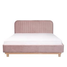Łóżko KARALIUS welurowe różowe 160x200 cm