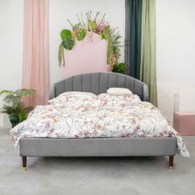 Łóżko REINE welurowe szare 140x200 cm