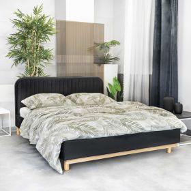 Łóżko KARALIUS welurowe czarne 160x200 cm