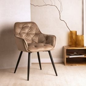 Krzesło FLOSSI welurowe beżowe 57x63x84 cm
