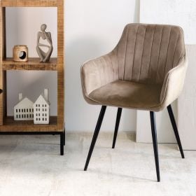 Krzesło ANDRE welurowe brązowe 56x61x86 cm