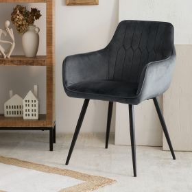 Krzesło ETIENNE welurowe szare 56x61x86 cm