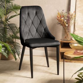 Krzesło LOUIS QUILTER welurowe czarne 44x59x88 cm