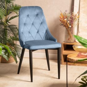 Krzesło LOUIS QUILTER welurowe niebieskie 44x59x88 cm