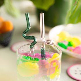Zestaw słomek RIJO szklanych różowo-zielonych 2 szt.