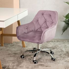Krzesło FLOSSI welurowe obrotowe różowe 57x65x90 cm