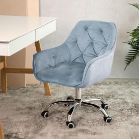 Krzesło FLOSSI welurowe obrotowe niebieskie 57x65x90 cm