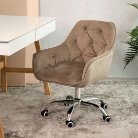 Krzesło FLOSSI welurowe obrotowe beżowe 57x65x90 cm