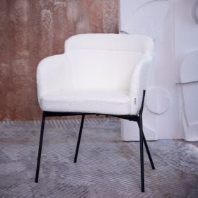 Krzesło FLUFFY ecru w tkaninie TEDDY 57x60x78 cm