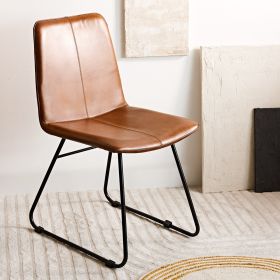 Krzesło NEREA w obiciu ze skóry bawolej brązowe 46x58x86 cm