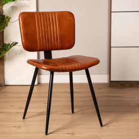 Krzesło GLADIO w obiciu ze skóry bawolej brązowe 47x51x82 cm
