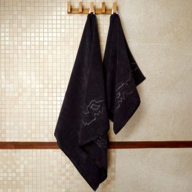 Ręcznik RINES z paskami lureksowymi czarny 70x130cm