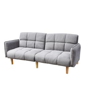 Sofa SONUS 3-osobowa, z funkcją spania, welurowa szara 195x91x83 cm