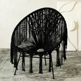 Fotel ACAPULCO BLISS makrama czarna 93x73x85 cm