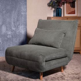 Sofa SOLACE 1-osobowa, z funkcją spania sztruksowa szara 83x91x84 cm