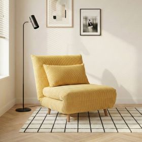 Sofa SOLACE 1-osobowa, z funkcją spania sztruksowa musztardowa 83x91x84 cm