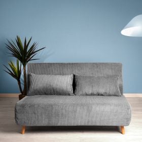 Sofa SOLACE 2-osobowa, z funkcją spania sztruksowa szara 140x91x84 cm