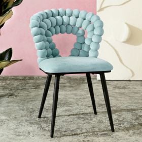 Krzesło BUBBLE VERSE welurowe turkusowe 48x65x81 cm