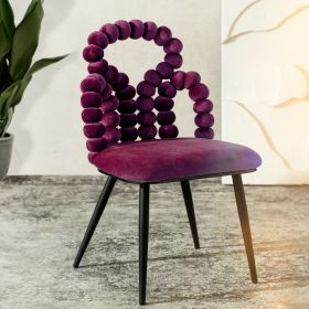Krzesło BUBBLE BEAM welurowe bordowe z czarnymi nogami 56,5x52x87 cm
