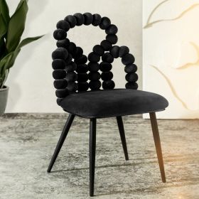 Krzesło BUBBLE BEAM welurowe czarne z czarnymi nogami 56,5x52x87 cm