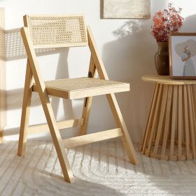 Krzesło składane VERDURA drewniane z naturalnym rattanem 46x52x80 cm