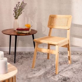 Krzesło KARNIKA drewniane z naturalnym rattanem 45x46x82 cm