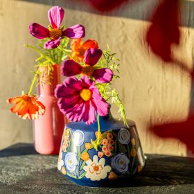 Wazon FLORAL AURA w kwiaty granatowy 16x16x13,5 cm