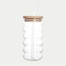 Szklanka BUBBLY SUMMER z bambusową pokrywką i szklaną słomką 0,45 l