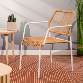 Krzesło SOBREME białe z naturalnym sznurkiem 54x63x78 cm