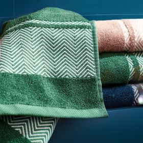 Ręcznik MAIARA bawełniany zielony z ozdobnym przeszyciem 70x130 cm