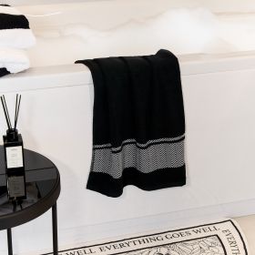 Ręcznik MAIARA bawełniany czarny z ozdobnym przeszyciem 50x90 cm