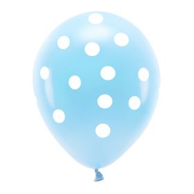 Balony ECO DOTS niebieskie w kropki fi 33 cm