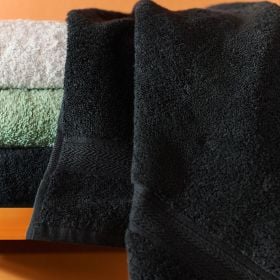 Ręcznik PEREZ bawełniany czarny z bordiurą 70x130 cm