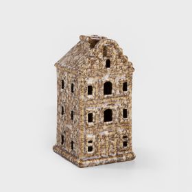 Domek LED CRISPO ceramiczny brązowy 7x7x14 cm