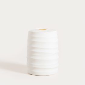Kubek łazienkowy TORUS z tłoczeniem biały 8,2x8,2x11 cm